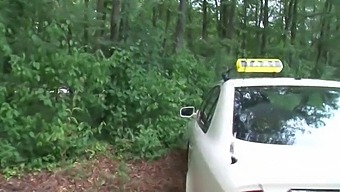 A German Taxi Driver And Her Passenger Engage In Sexual Activity