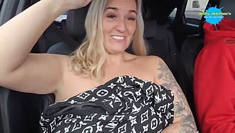 Public Car Striptease During Daytime